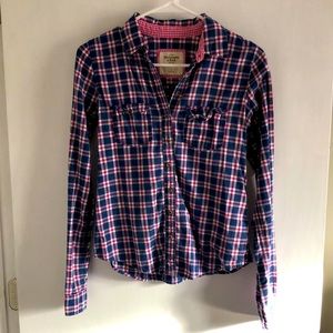 Blue and pink plaid button up